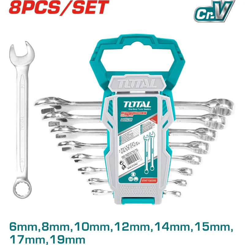 8 Pza Juego De Llaves De Combinacion 6,8,10,12,14,15,17,19Mm Total THT102286