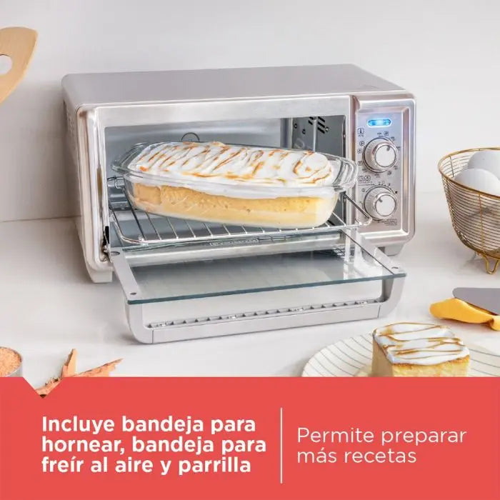 Horno Tostador Freidora de Aiere 1150W Capacidad para 4 Rebanadas Black and Decker TO4125-0SDLA Tostahorno. BLACK + DECKER