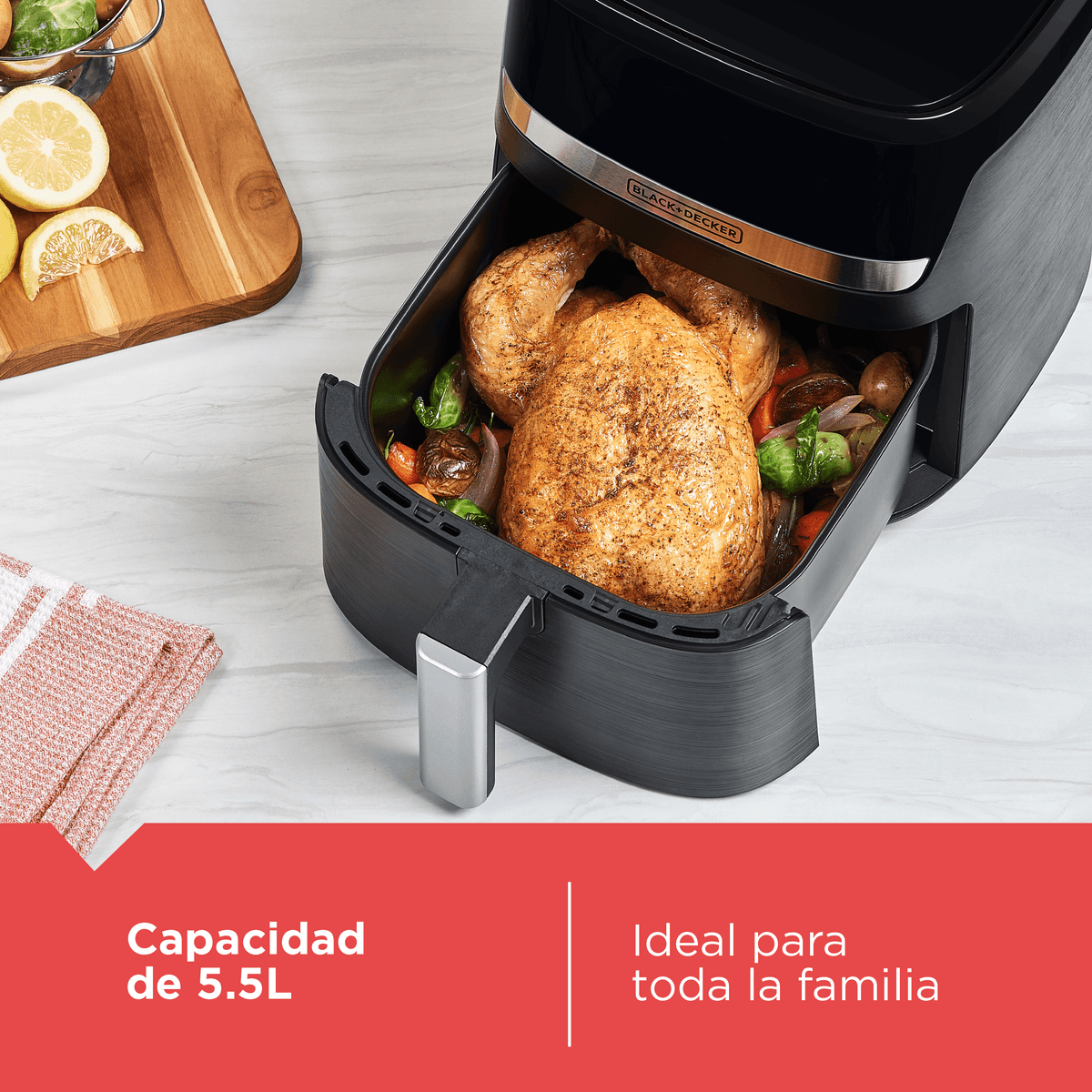 Freidora de Aire 4.4L Purifry Black and Decker AFBD42-1BDLA BLACK + DECKER