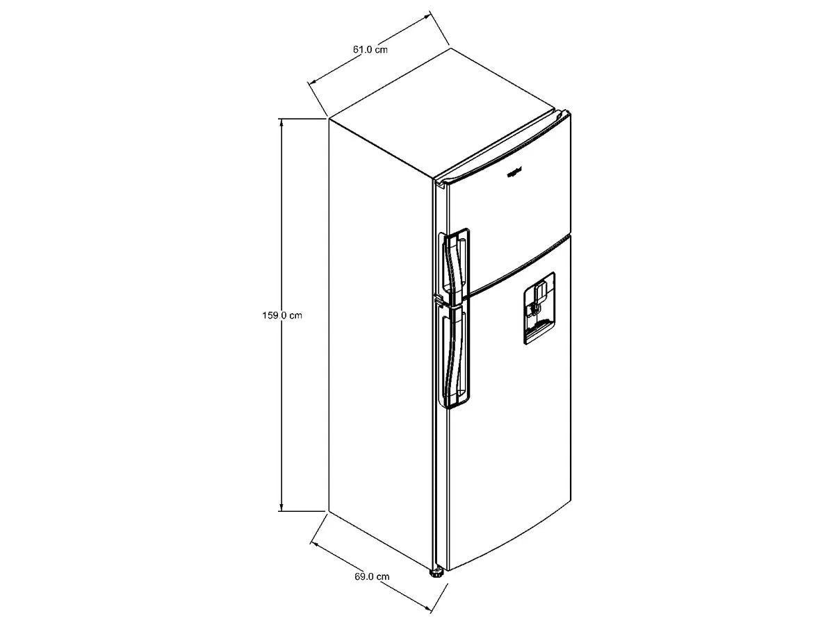 Refrigeradora Whirlpool Top Mount 9p3 264.9L Acero Inoxidable con Dispensador de Agua – Modelo WRW25CKTWW Nevera.