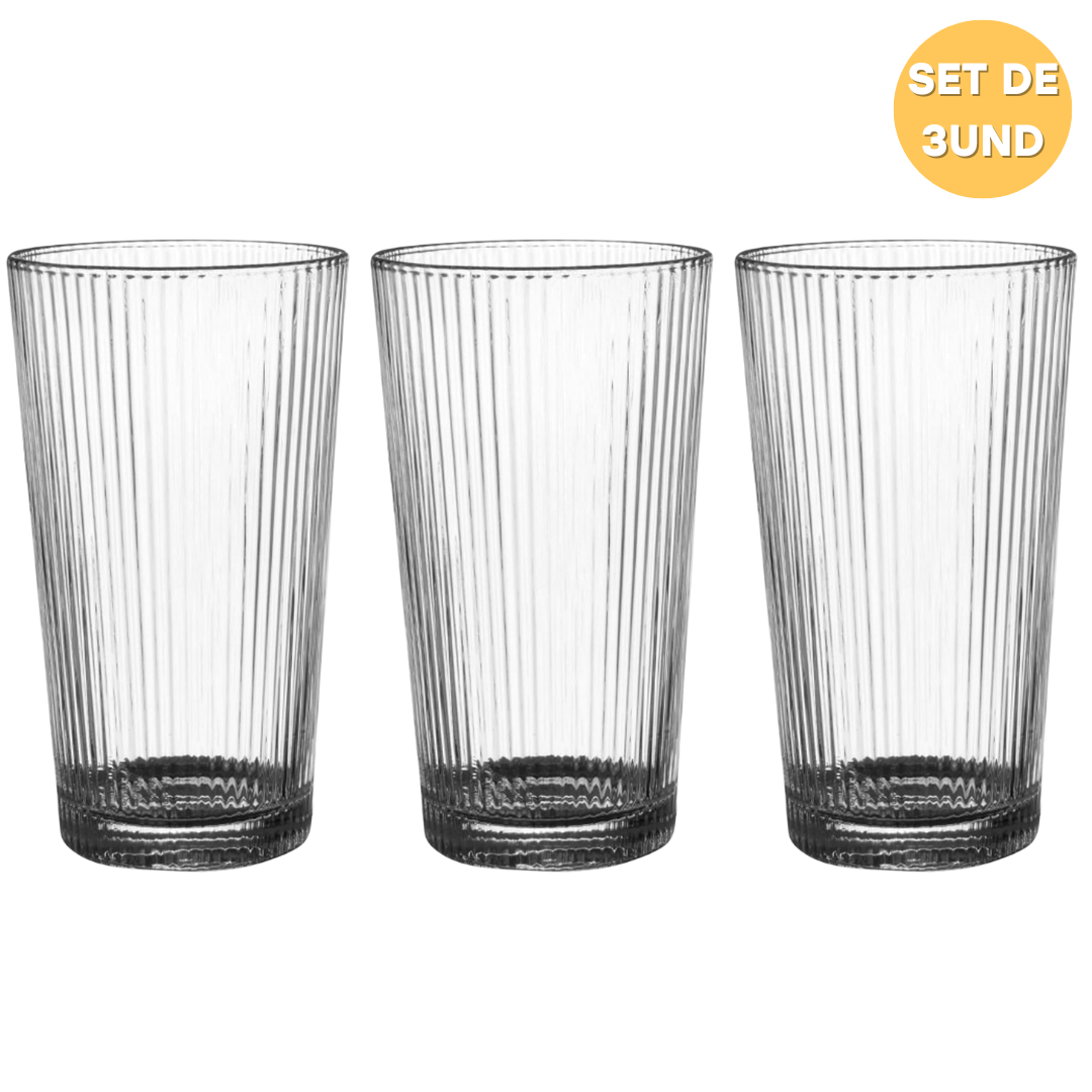 Set de 3 Piezas de Vasos de Vidrio 16oz WH3-1601-3