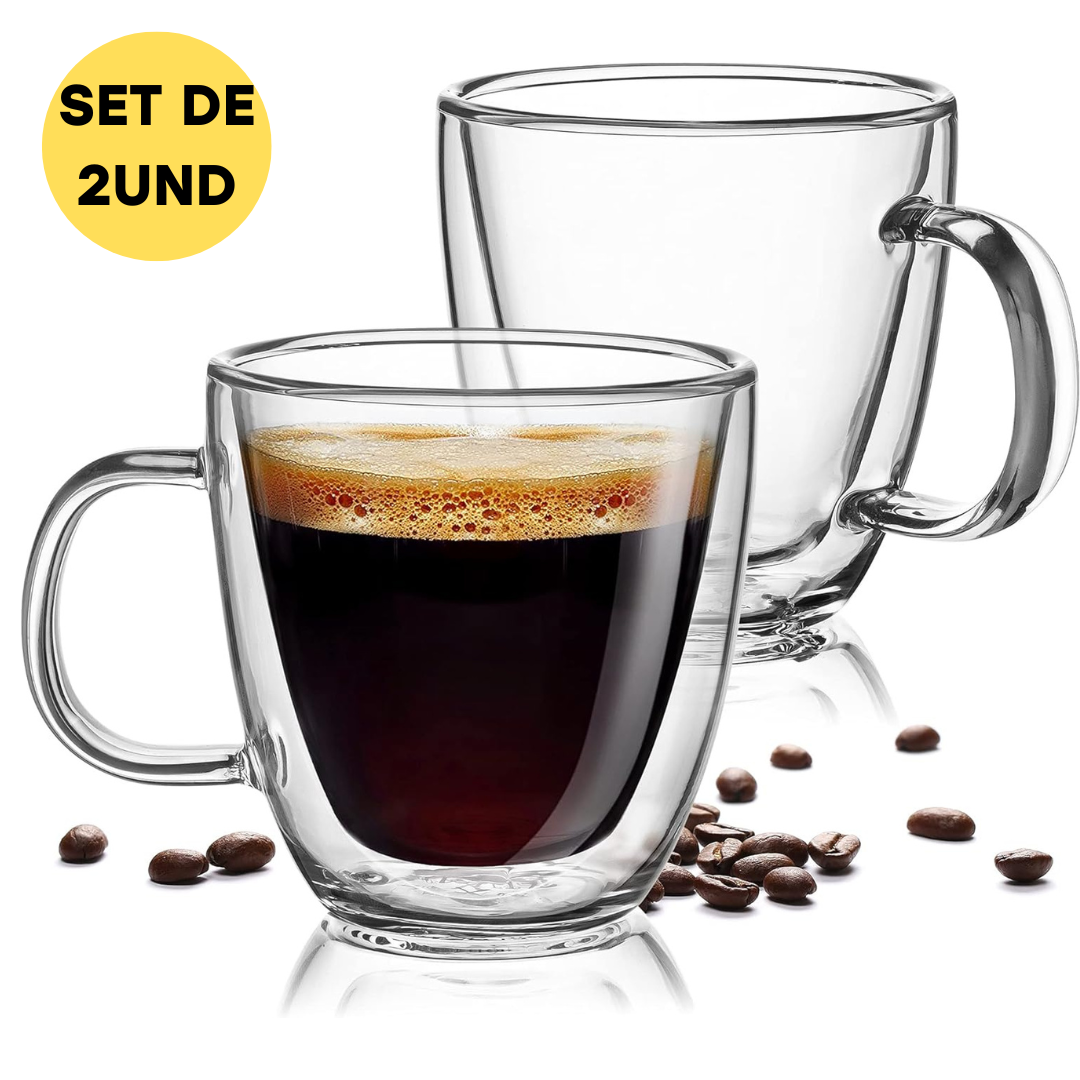 Set de 2 Tazas de Vidrio de 280ml para Café EP-DG18