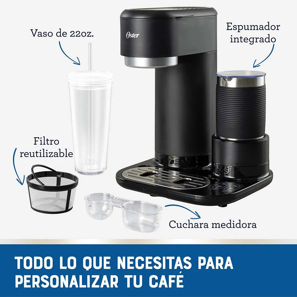Cafetera Latte 4 en 1 con Espumador para Café Helado Granizado o Caliente Oster BVSTDC02B