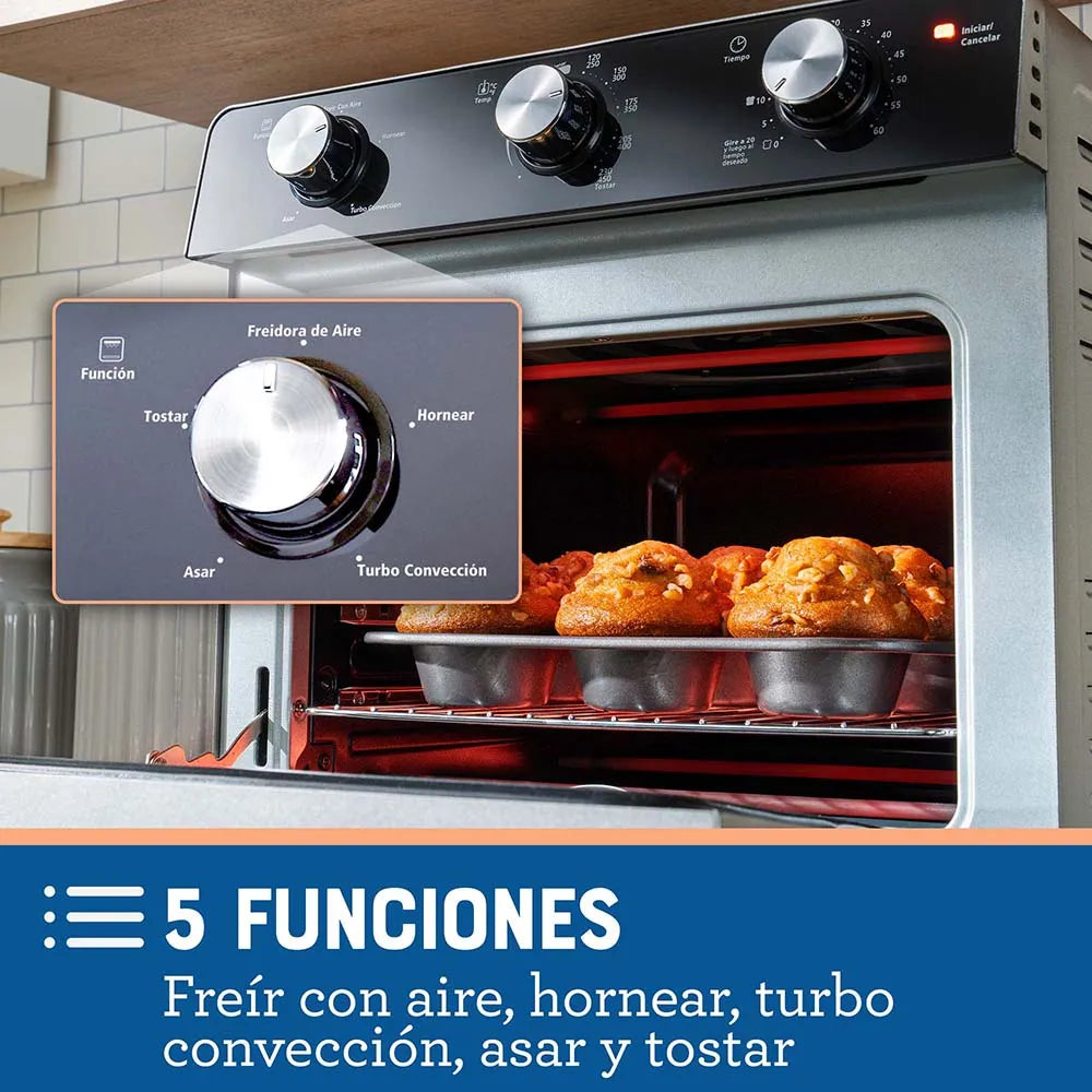 Horno con Freidora de Aire 22L Antiadherente Negro Oster TSSTTVMAF1NS