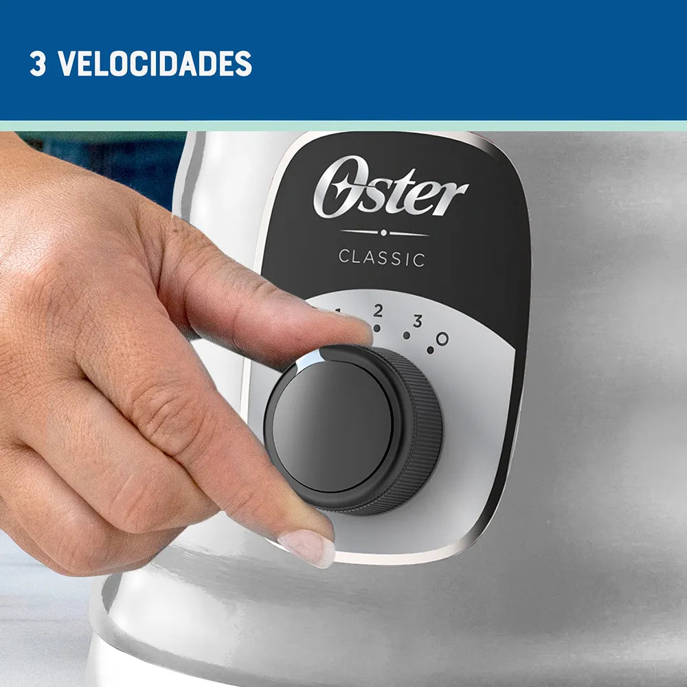 (LLEGANDO 1 DE SEPT) Licuadora Oster Clásica BLST4655-013 1.25 Litros – 1000W, 3 Velocidades, Vaso de Vidrio Boroclass, Cromada