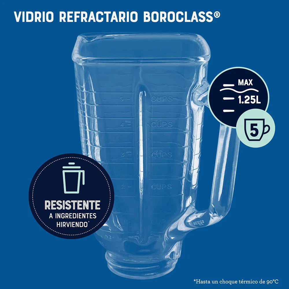 (LLEGANDO 1 DE SEPT) Licuadora Oster Clásica BLST4655-013 1.25 Litros – 1000W, 3 Velocidades, Vaso de Vidrio Boroclass, Cromada
