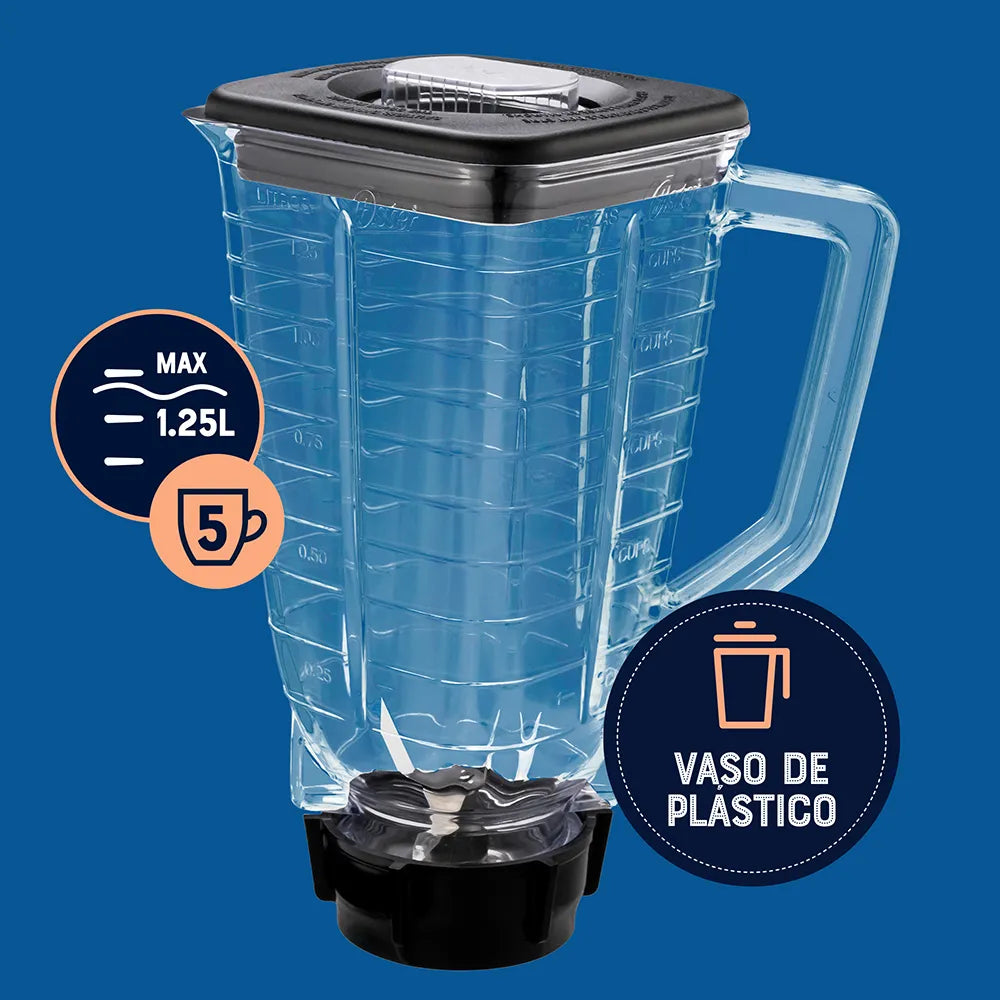 Licuadora Jarra de Vidrio 1.25L 800W 2 velocidades + Pulso Perilla Color Negro Oster BLSTKAP-BRD