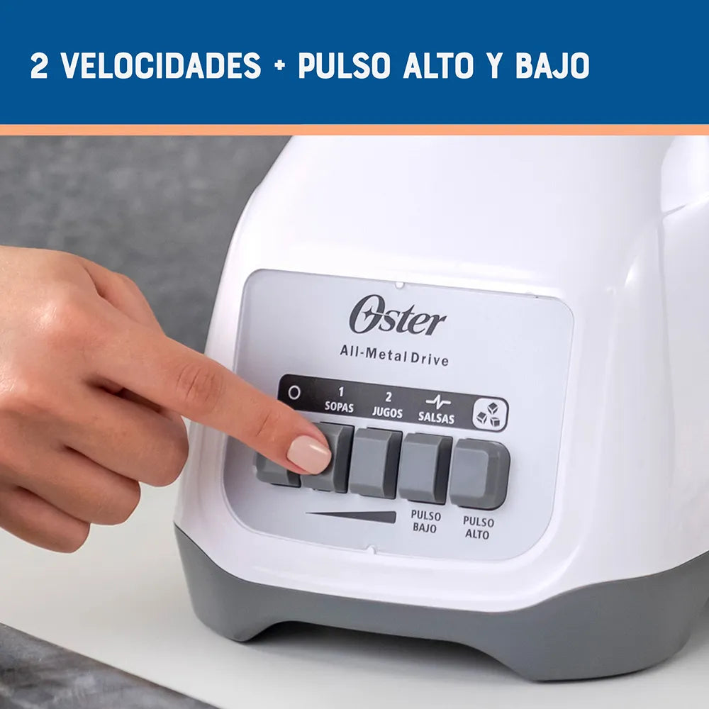 (LLEGANDO 1 DE SEPT) Licuadora Oster BLSTKAG-WPB 1.5 Litros – 2 Velocidades + Pulso, Vaso de Vidrio Boroclass, Blanca