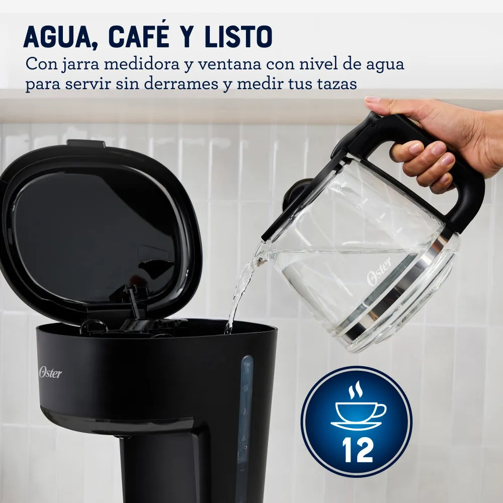 (LLEGANDO 27 DE JULIO) Cafetera Oster® de 12 Tazas con Filtro Reutilizable – BVSTDCS121B | 900W