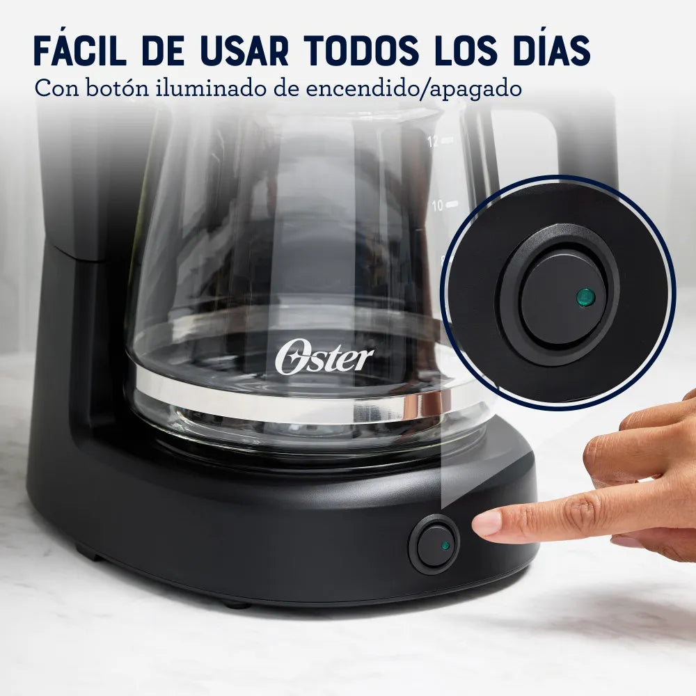 (LLEGANDO 27 DE JULIO) Cafetera Oster® de 12 Tazas con Filtro Reutilizable – BVSTDCS121B | 900W