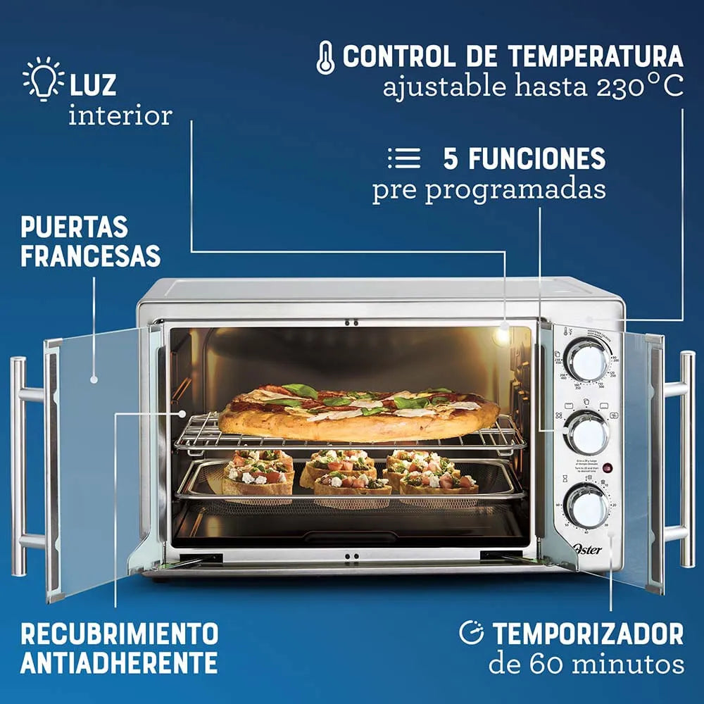 Horno con Freidora de Aire Extra Grande 42L Antiadherente Estilo Francés Oster TSSTTV42FDMAFNS