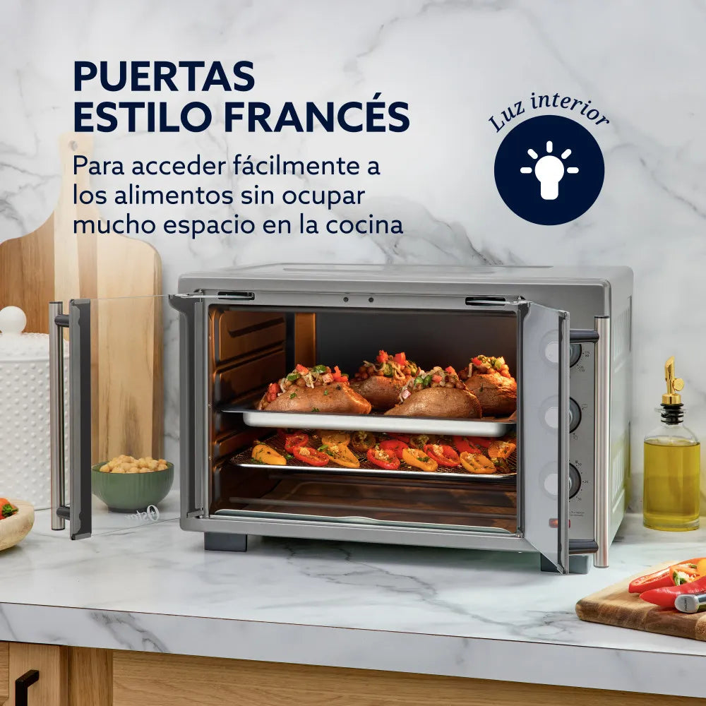 (LLEGANDO 15 DE OCTUBRE) Horno Eléctrico Oster 35 Litros con Freidora de Aire, Convección, 5 Funciones y Recubrimiento Antiadherente DiamondForce TSSTTV35FDMA
