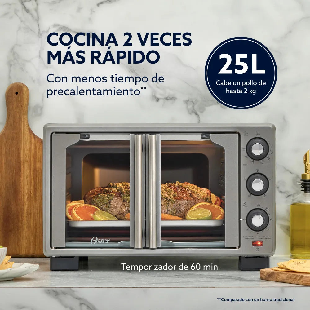 (LLEGANDO 27 DE JULIO) Horno Freidora de Aire Oster® con Puertas Francesas 25 L – TSSTTV25FDMAFNS | 1500W
