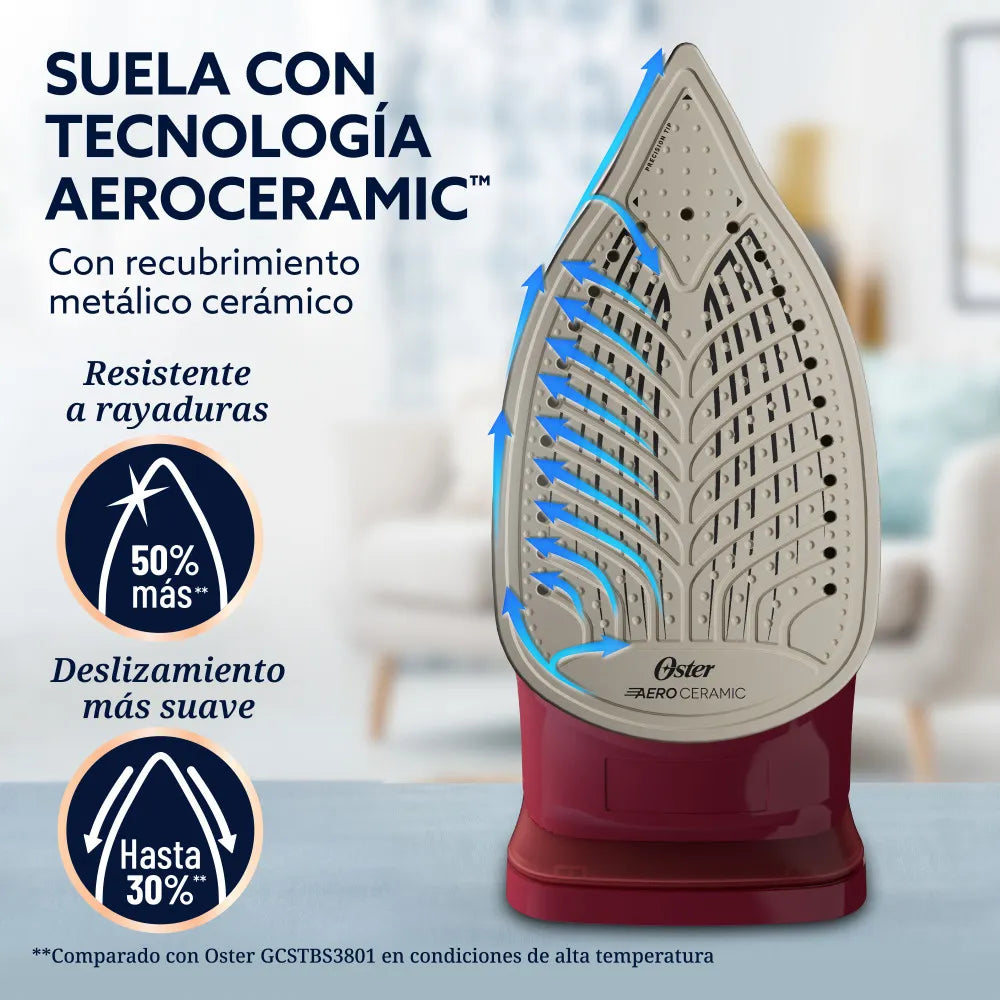 (LLEGANDO 27 DE JULIO) Plancha de Ropa a Vapor Oster® AeroGlide S7200 – GCSTAC7201 | Suela Aeroceramic y 1250W