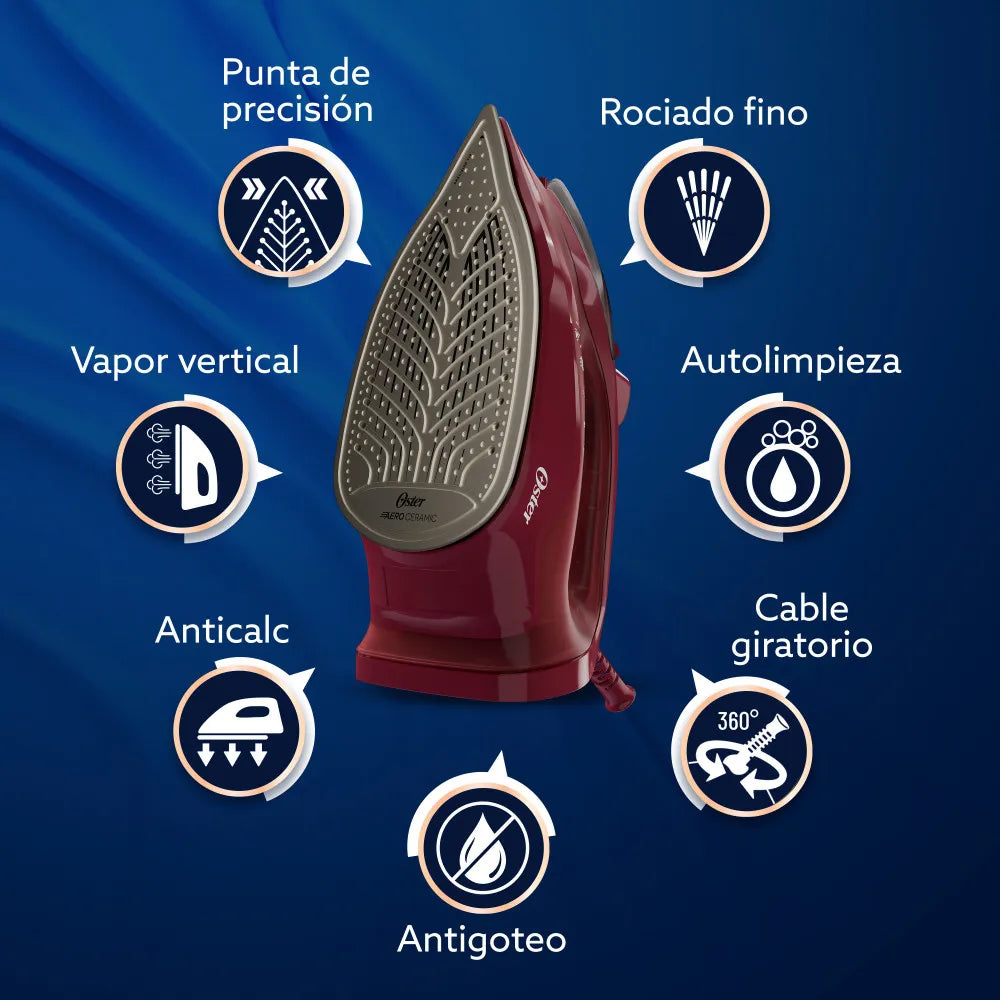 (LLEGANDO 27 DE JULIO) Plancha de Ropa a Vapor Oster® AeroGlide S7200 – GCSTAC7201 | Suela Aeroceramic y 1250W