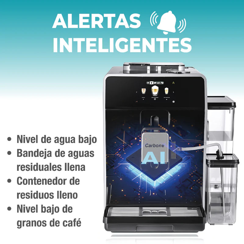 Máquina De Cafe Automática Profesional Granos Y Polvo Sistema De Control Inteligente Avanzado 20 Bar Pantalla Táctil Joystick Espresso Capuchino Latte Cortado Macchiato CML002 CARBONE