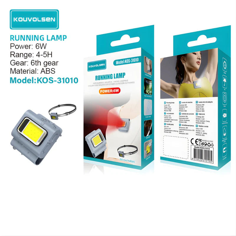 Luz LED Recargable Multifuncional Con Banda Ajustable Y Clip Magnético. Iluminación Portátil Para Running Y Actividades Al Aire Libre. KOS-31010