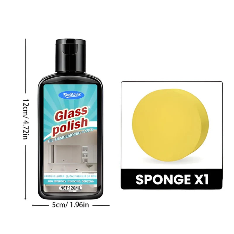 Limpiador De Vidrios Para Macha De Agua Calcificaciones Y Sarro Con Esponja Incluida (120Ml). Removedor De Manchas Para Cristales. Restaurador De Brillo. LT873