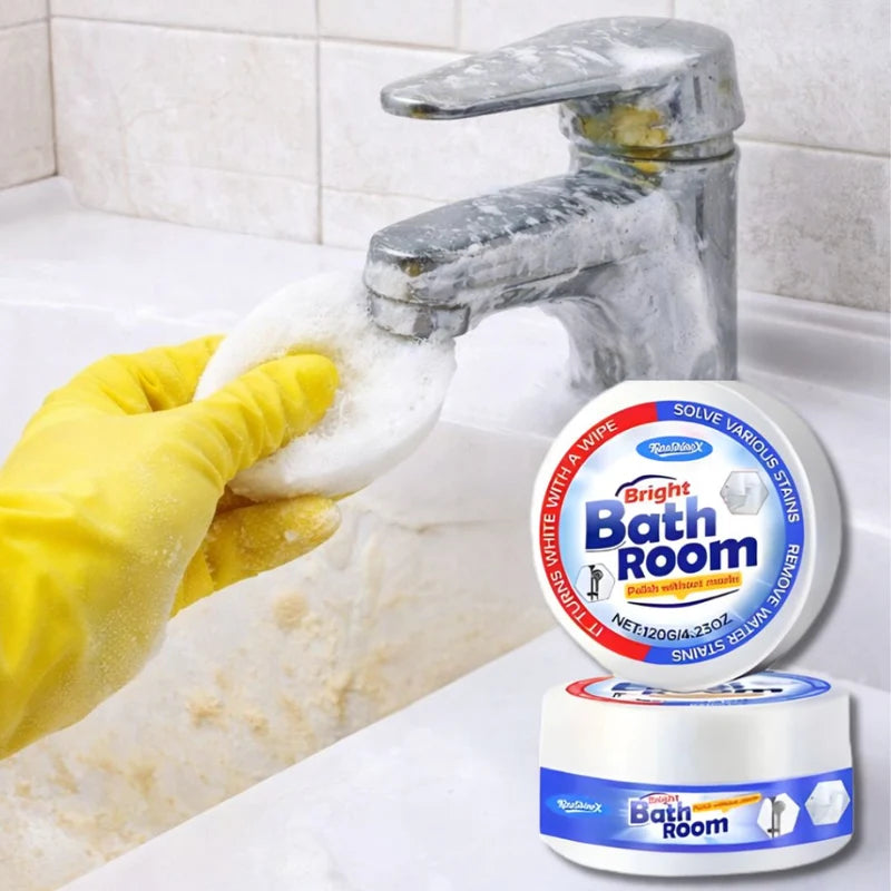 Pasta Limpiadora Para Baño Con Esponja. Removedor De Sarro Y Manchas De Agua En Vidrio Y Grifería. Pulidor Multiuso (120G). Incluye Esponja. LT877