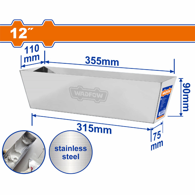 Bandeja De Acero Inoxidable Para Yeso 12" (30Cm) Base 315X75mm Grosor 0.8Mm Mezcladora WSMP1312 WADFOW