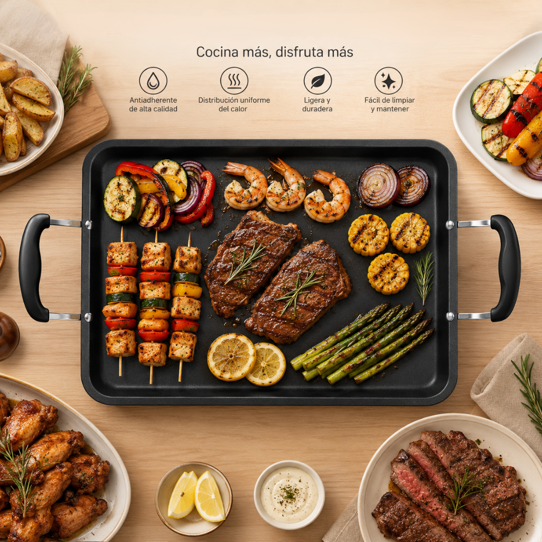 Plancha para Cocina de Aluminio Antiadherente 48 × 29 cm | HS-188