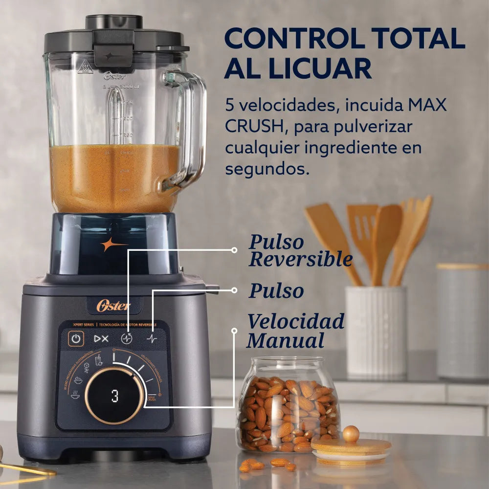 (LLEGANDO 15 DE OCTUBRE) Licuadora Profesional Oster Titan 2200W con Motor Reversible, Vaso de Vidrio Boroclass 2.5L, 4 Programas y 5 Velocidades BLSTXT-XG