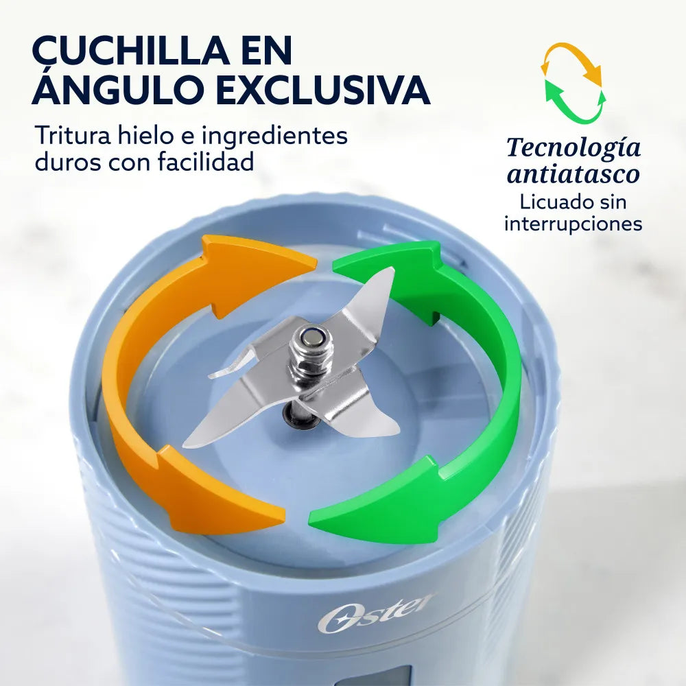 (LLEGANDO 1 DE SEPT) Licuadora Portátil Oster GoMAX BLSTGFP-MH20 590 ml – 100W, Recargable USB-C, Color Azul