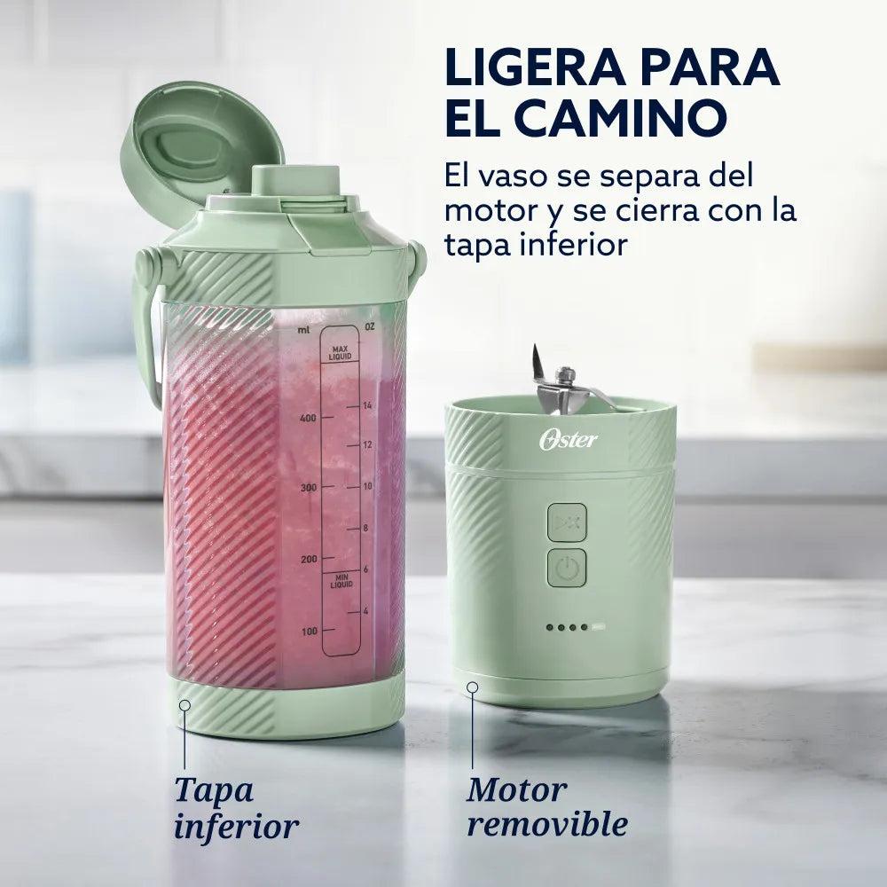 (LLEGANDO 1 DE SEPT) Licuadora Portátil Oster GoMAX BLSTGFP-M20 590 ml – 100W, Recargable USB-C, Color Verde