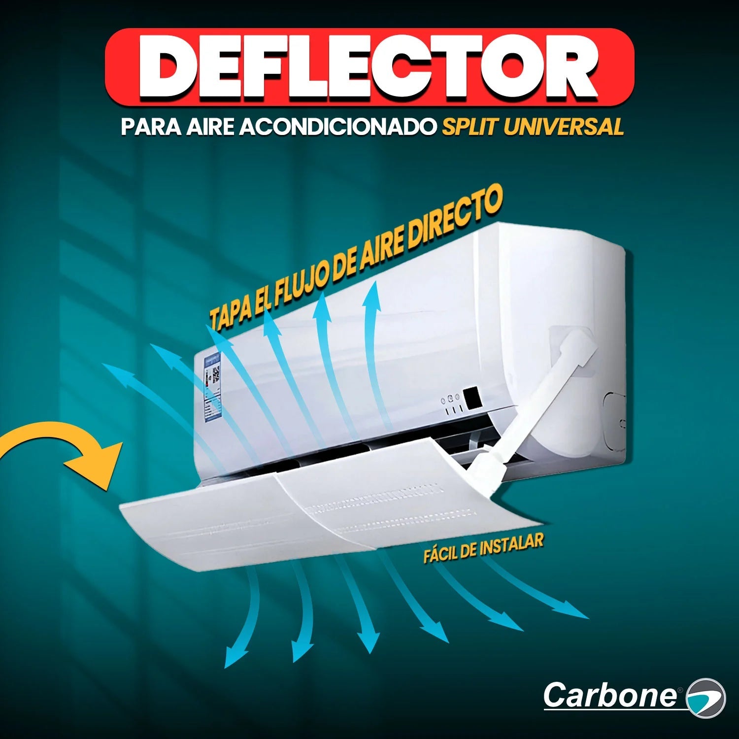 Cobertor Deflector Para Aire Acondicionado Split Universal. Tapa El Flujo De Aire Directo TS065 CARBONE
