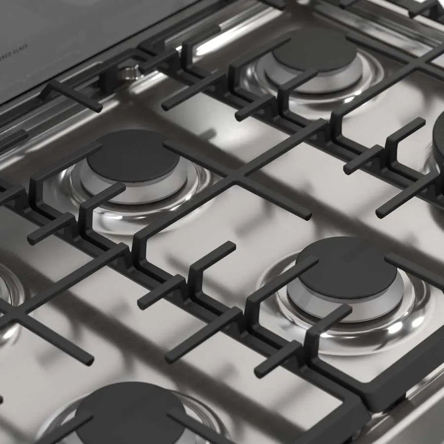 Estufa con Horno a Gas Whirlpool LWFR5050S de 30 Pulgadas con 6 Quemadores, Air Fry y Acero Inoxidable