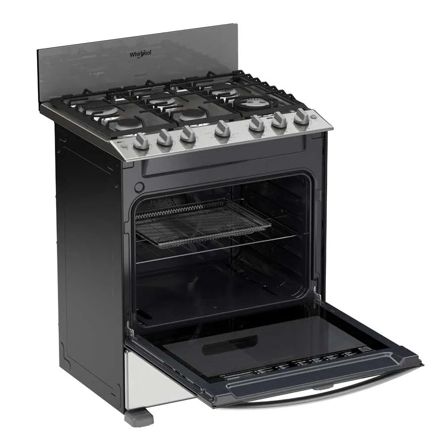 Estufa con Horno a Gas Whirlpool LWFR5050S de 30 Pulgadas con 6 Quemadores, Air Fry y Acero Inoxidable