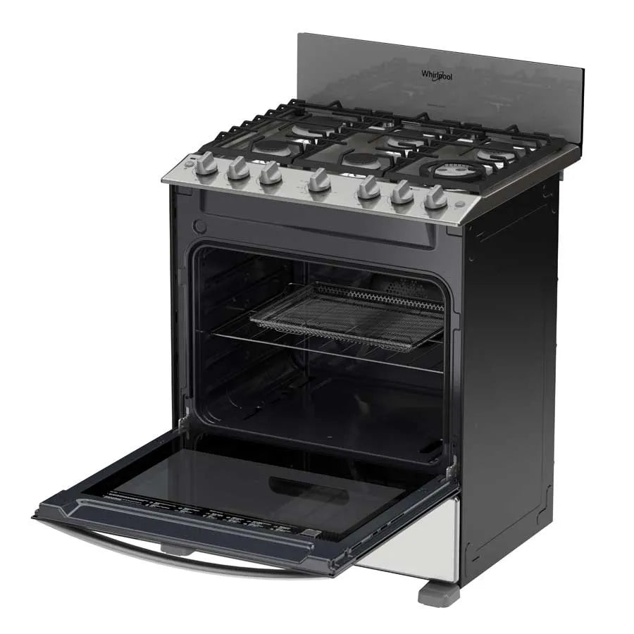Estufa con Horno a Gas Whirlpool LWFR5050S de 30 Pulgadas con 6 Quemadores, Air Fry y Acero Inoxidable