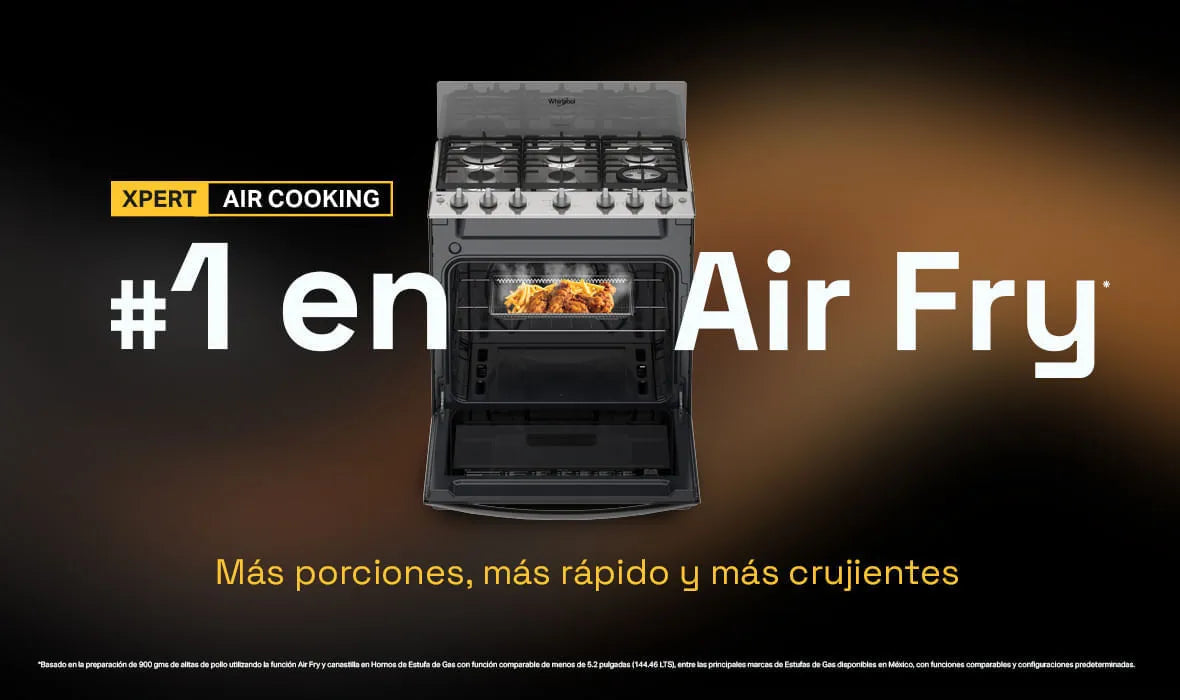 Estufa con Horno a Gas Whirlpool LWFR5050S de 30 Pulgadas con 6 Quemadores, Air Fry y Acero Inoxidable