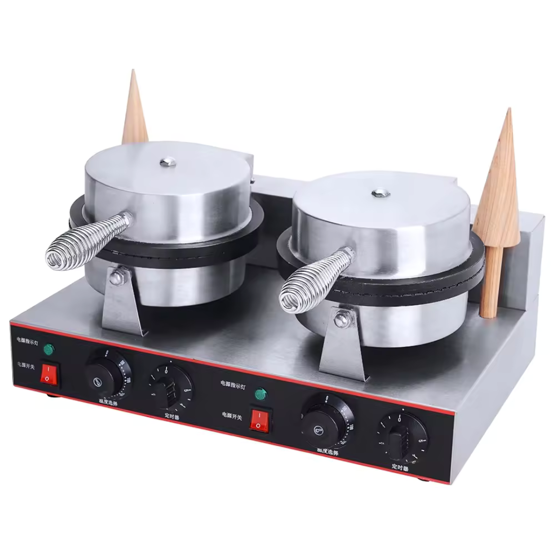 Máquina para Hacer Conos de Waffle Doble Eléctrica HCB-2 Waflera. Selecto