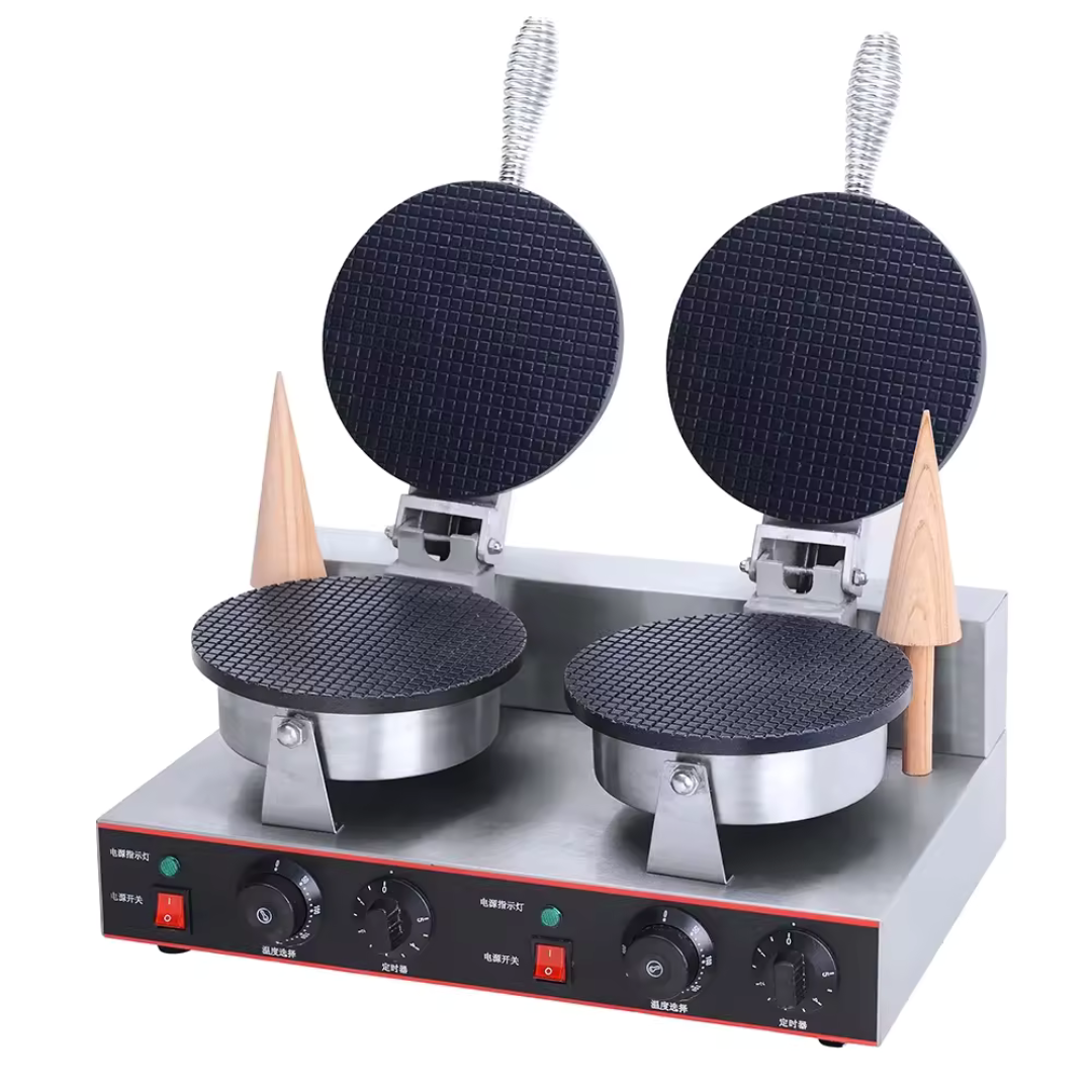 Máquina para Hacer Conos de Waffle Doble Eléctrica HCB-2 Waflera. Selecto