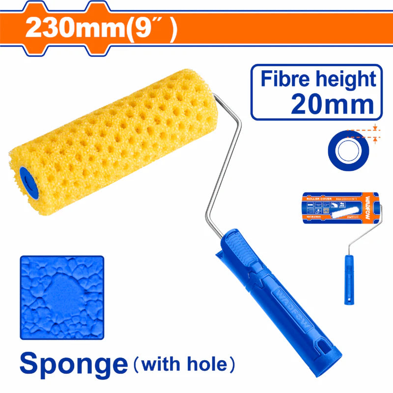 Rodillo De Esponja Para Pintar 9" (230Mm) Mango Plástico De 5.3Mm. Ideal Para Paredes, Pisos. WCB5901 WADFOW