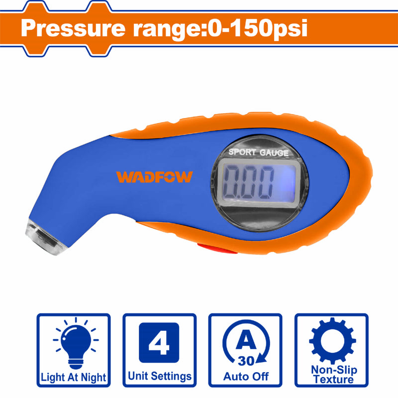 Medidor De Presión Digital Para Neumáticos 150 PSI 4 Ajustes Pantalla LCD. Ideal Autos, Bicicletas, Motos. Medidor De Aire. WTPG1101 WADFOW