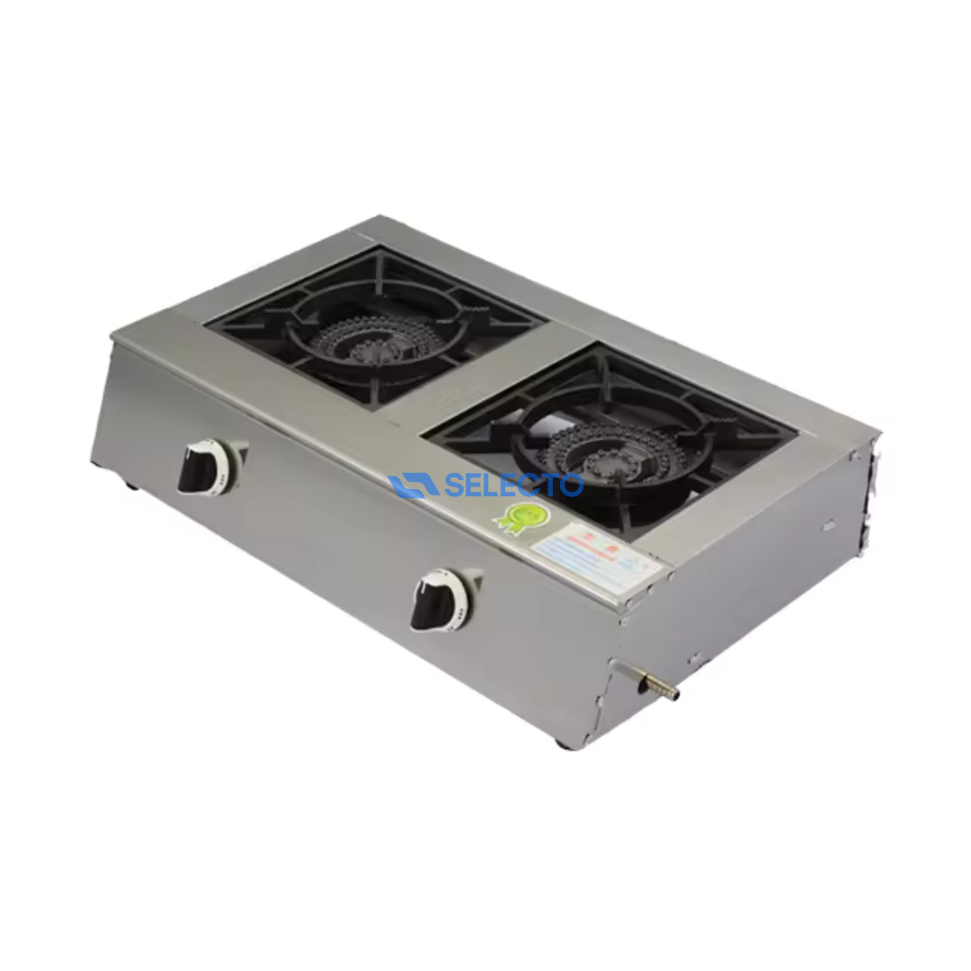 Estufa de Acero Inoxidable de 2 Quemadores Encendido Automático de Hierro Colado a Gas AM-2 Selecto