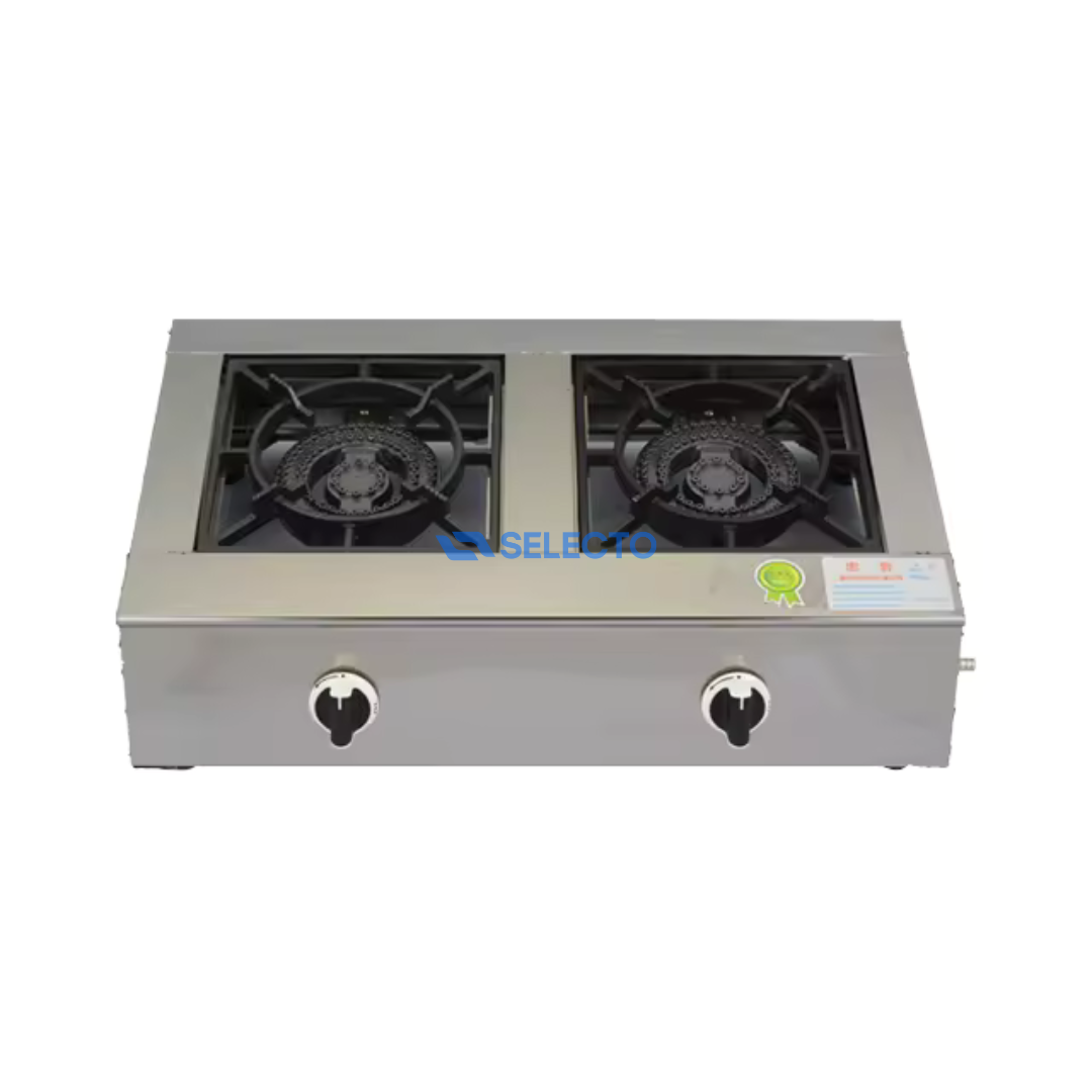 Estufa de Acero Inoxidable de 2 Quemadores Encendido Automático de Hierro Colado a Gas AM-2 Selecto