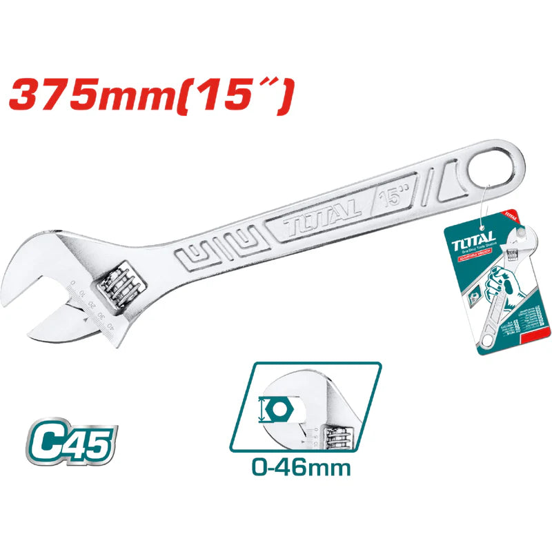 Llave Ajustable 15" Ajustable: 0-46Mm Acero Al Carbono. Total THT1010153 TOTAL