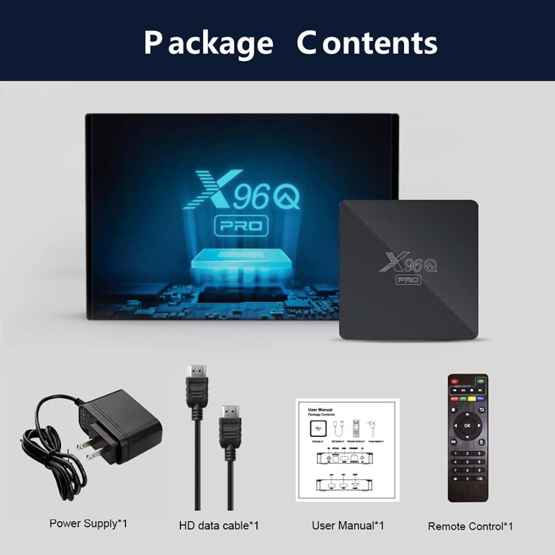 TV Box Android X96Q Pro 5G 1GB RAM 8GB ROM Ultra 4K con Wifi ***SOLO FUNCIONA PARA NETFLIX & YOUTUBE***