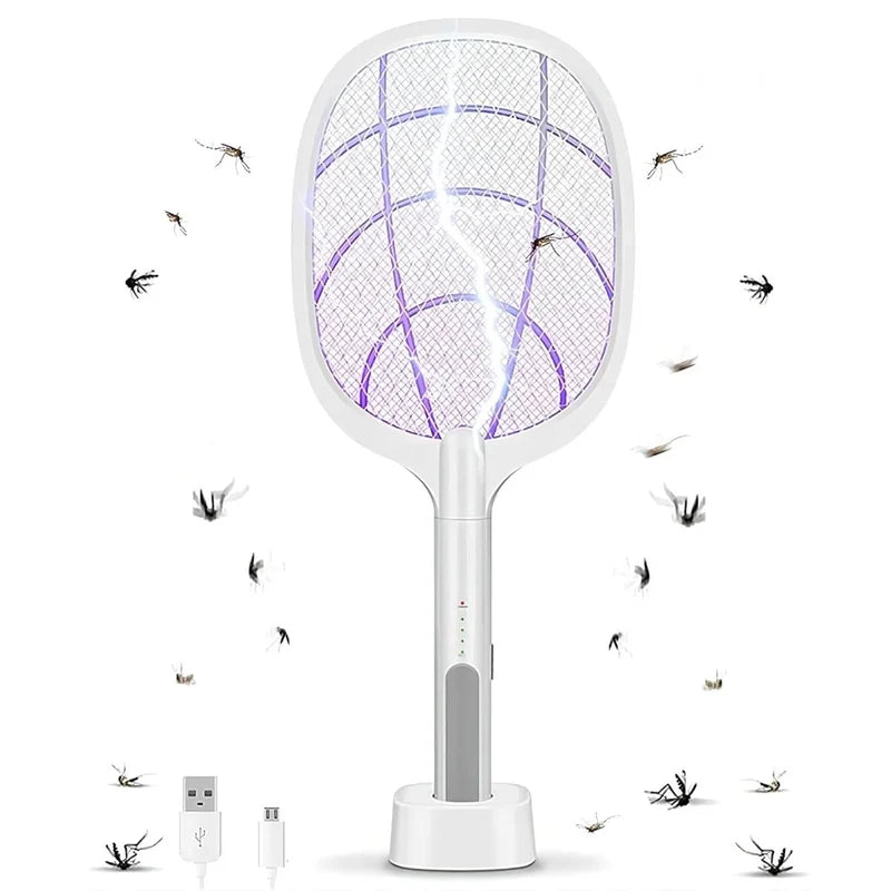 Raqueta Mata Moscas E Insectos. Trampa Para Mosquitos Eléctrica Portátil En Forma De Raqueta. Luz UV Inalámbrica. AB1502