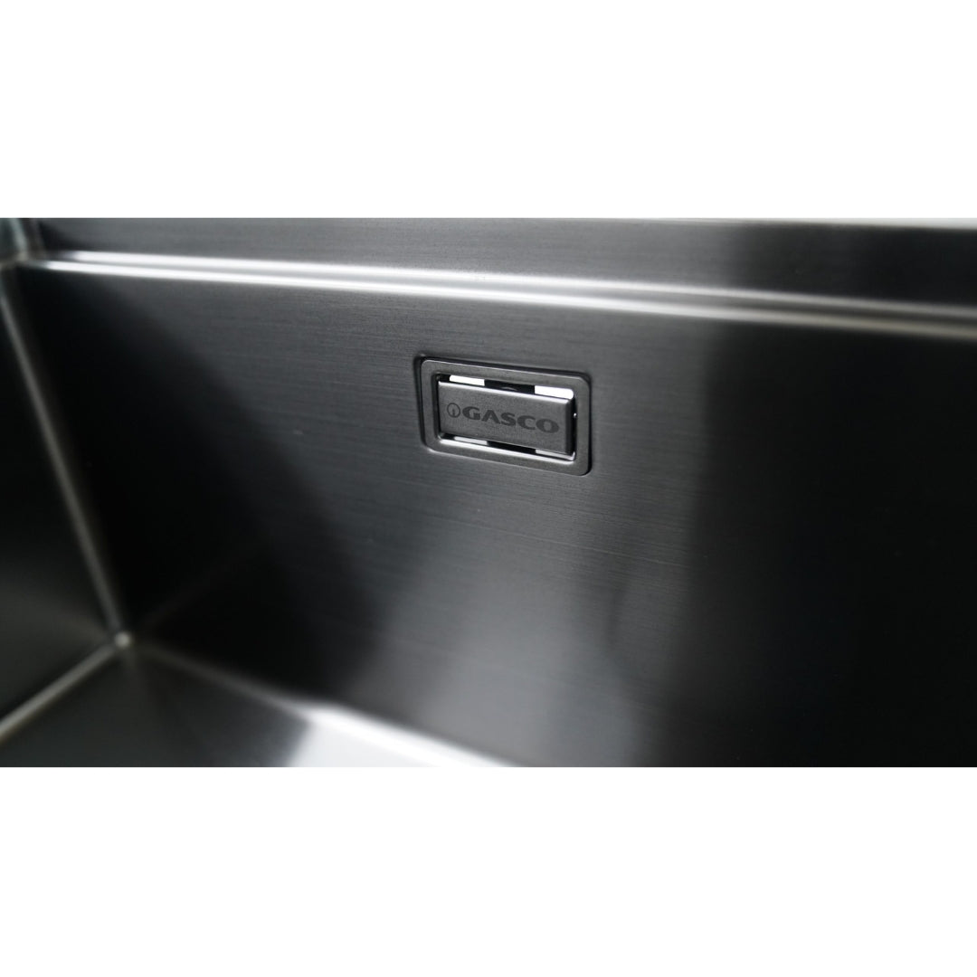 Fregador Sobre Bajo Tope + Grifo Toledo de Acero Inoxidable Negro Lugano BS Gasco