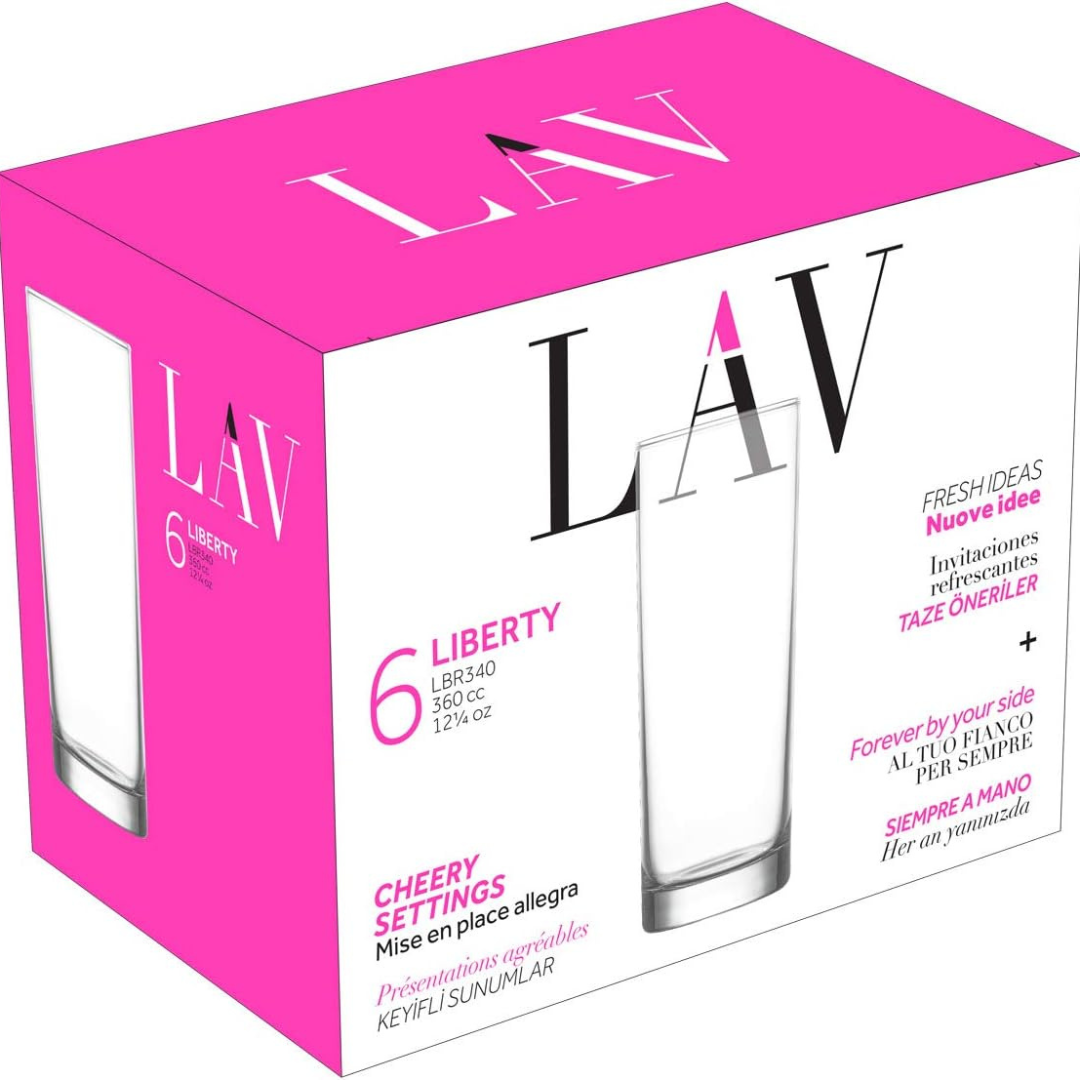 Set de 6 Vasos de Vidrio 360ml Liberty LAV LV-LBR340F LAV