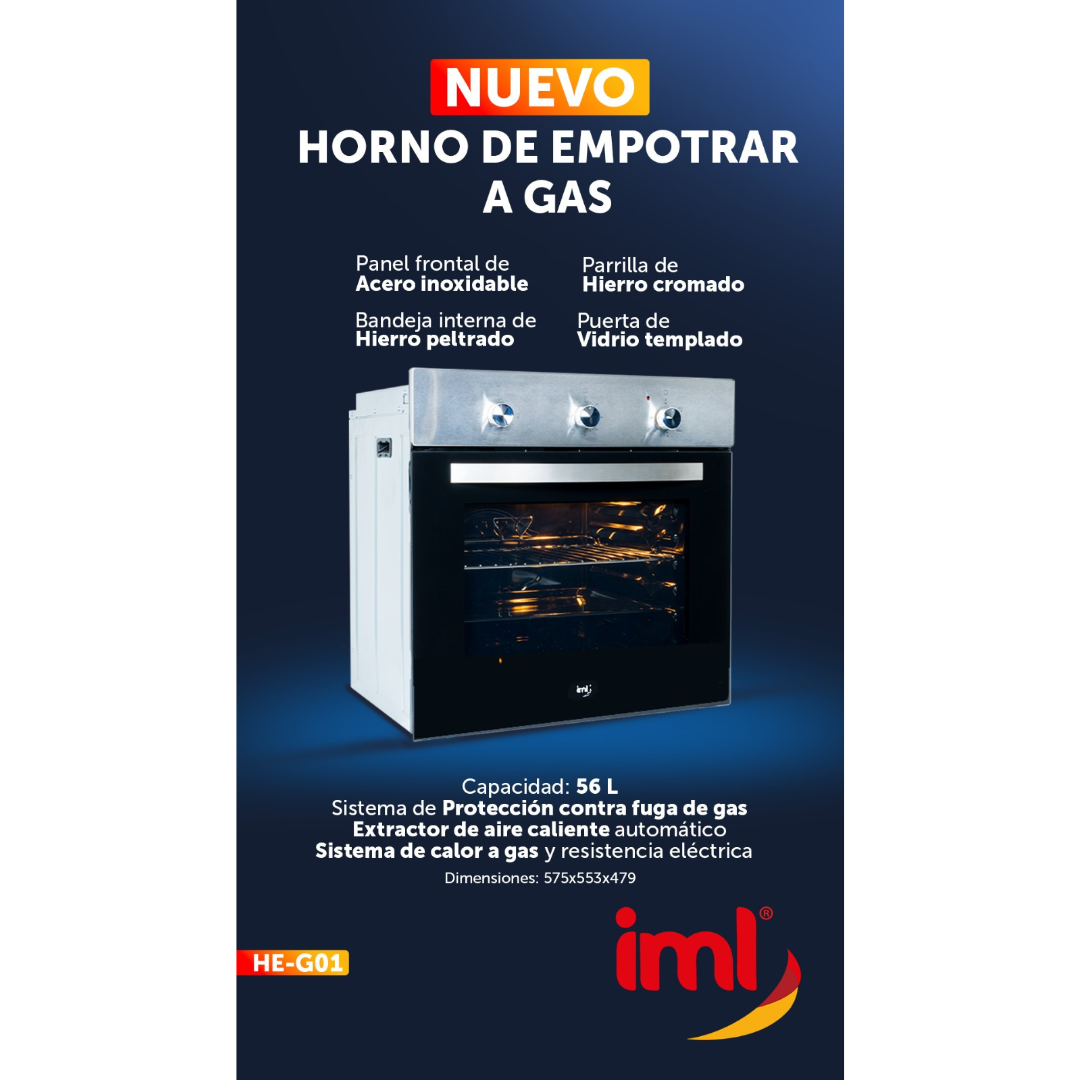 Horno Empotrable a Gas 56L 22" HE-G01 IML IML