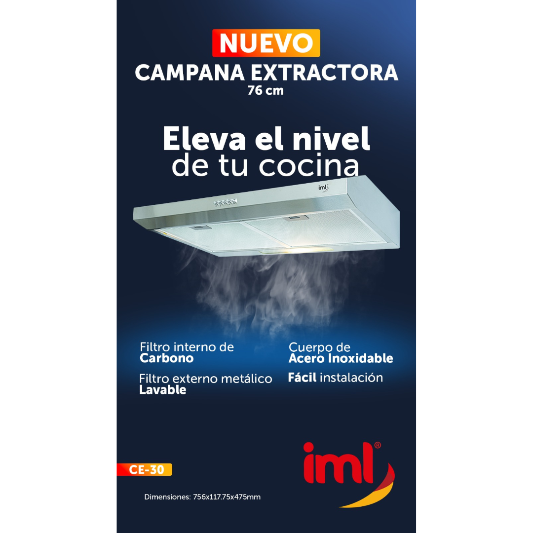 Campana Extractor de Grasa 76cm CE-30 IML IML