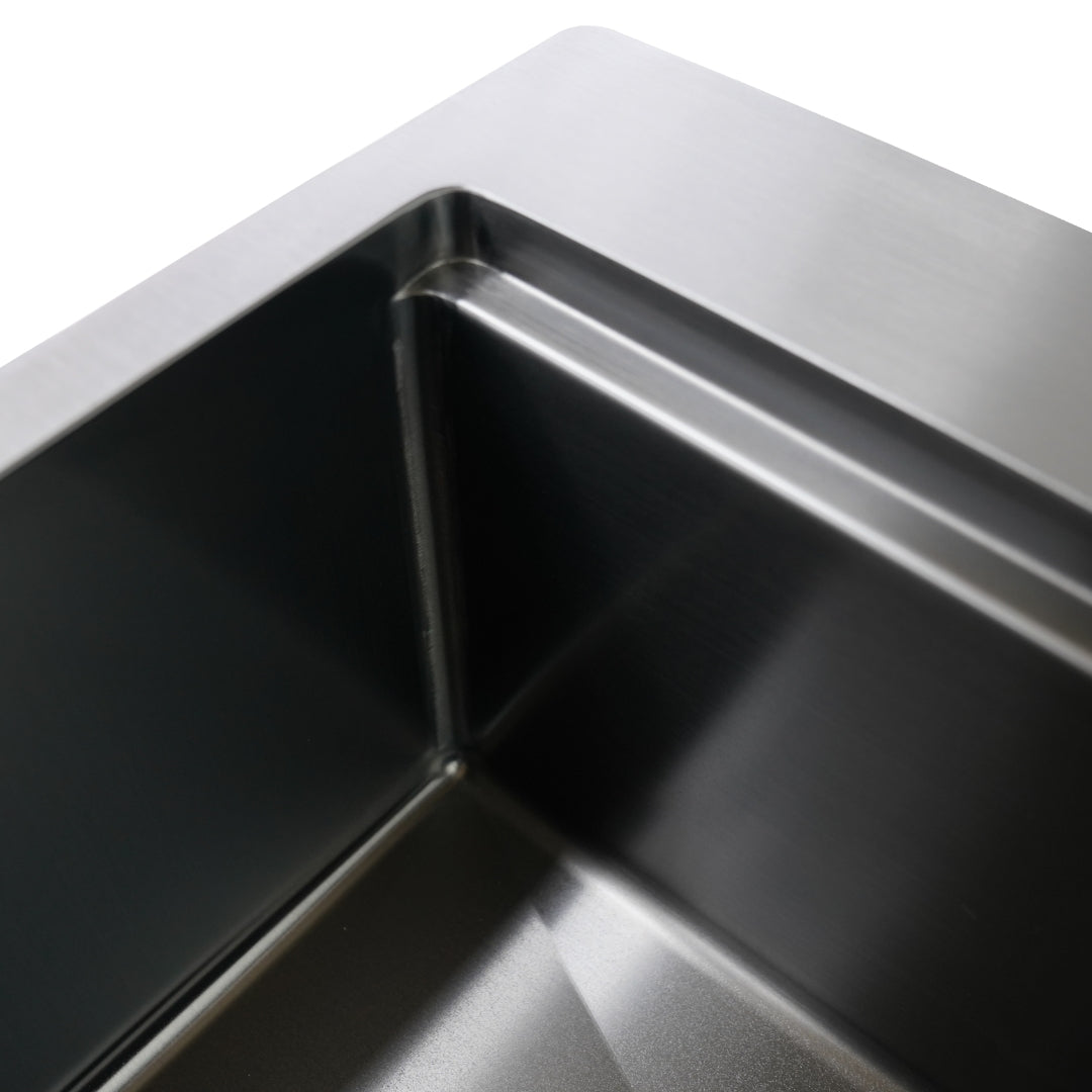 Fregador Sobre Bajo Tope + Grifo Toledo de Acero Inoxidable Negro Lugano BS Gasco