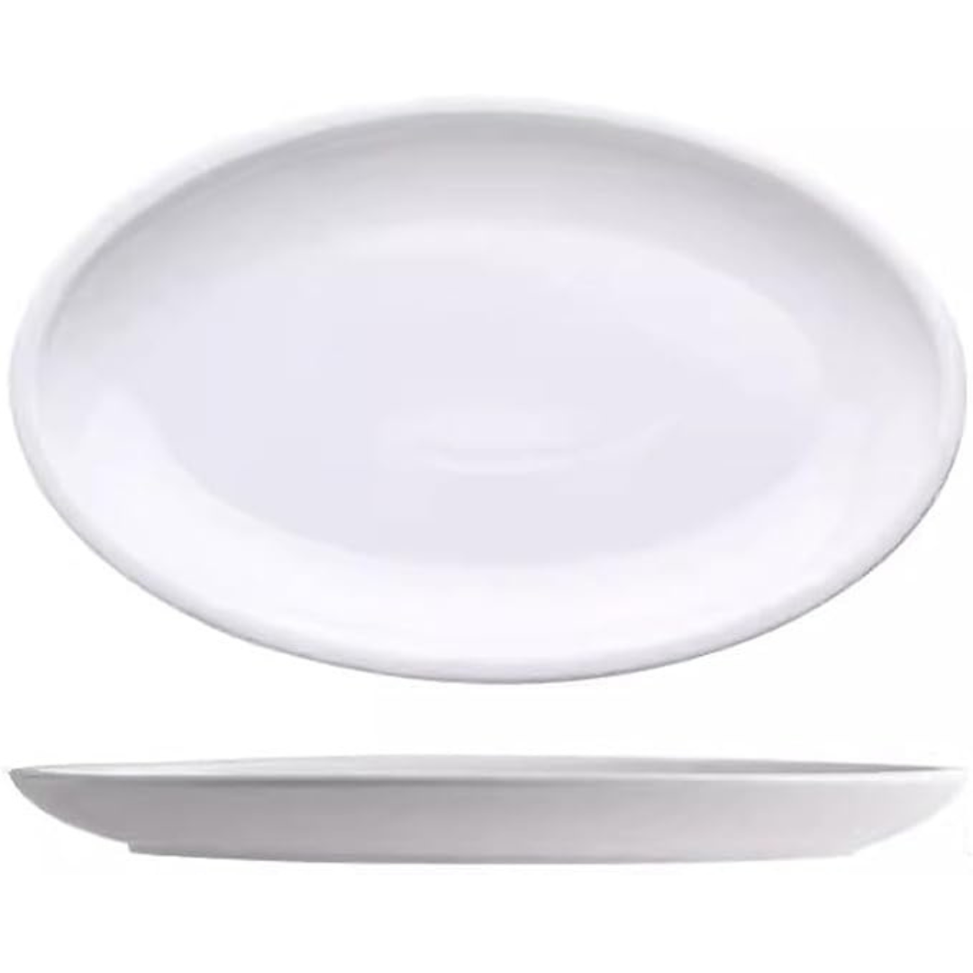 Plato Ovalado Hondo de Melamina Blanca 14" BG-OP357-14WH45 Selecto