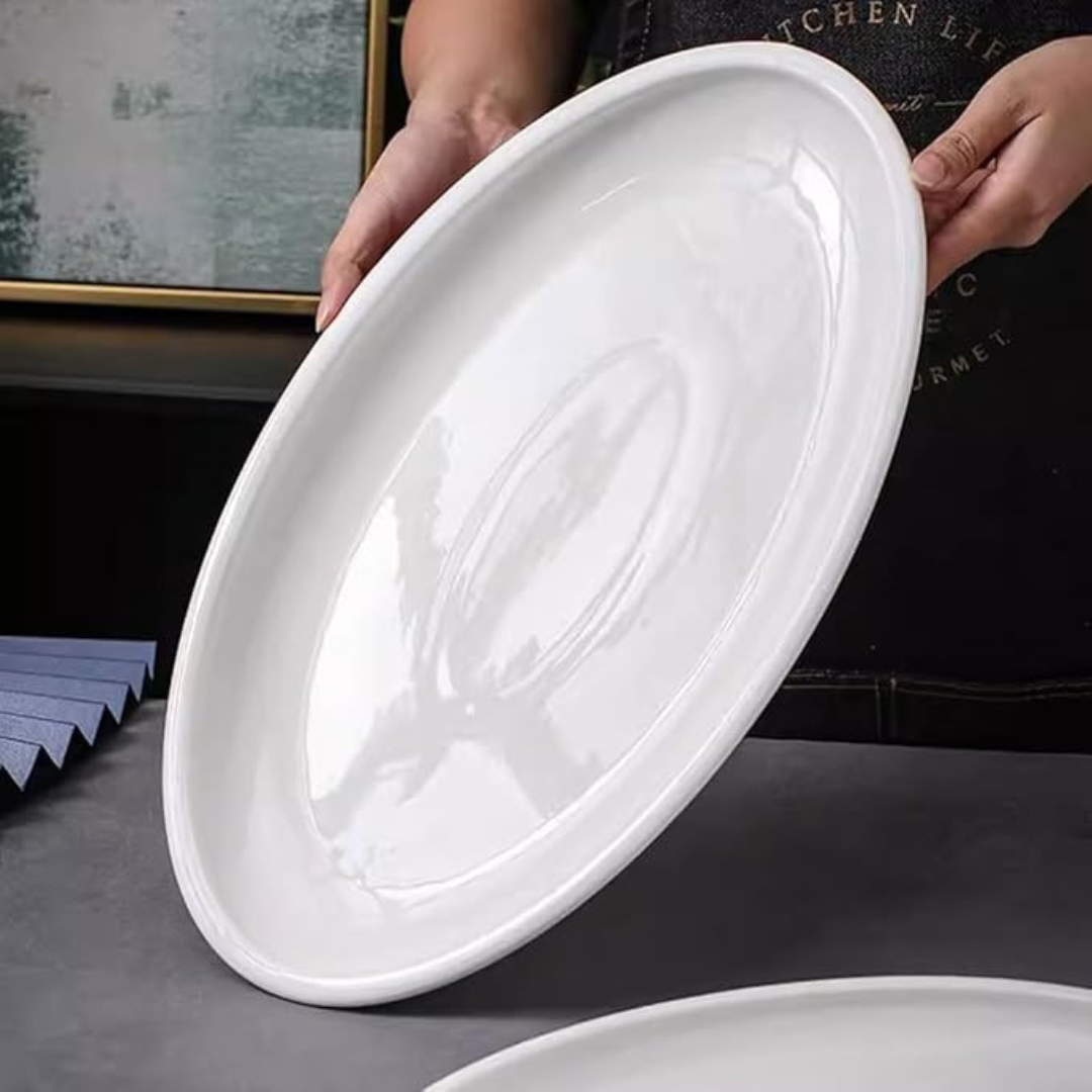 Plato Ovalado Hondo de Melamina Blanca 14" BG-OP357-14WH45 Selecto