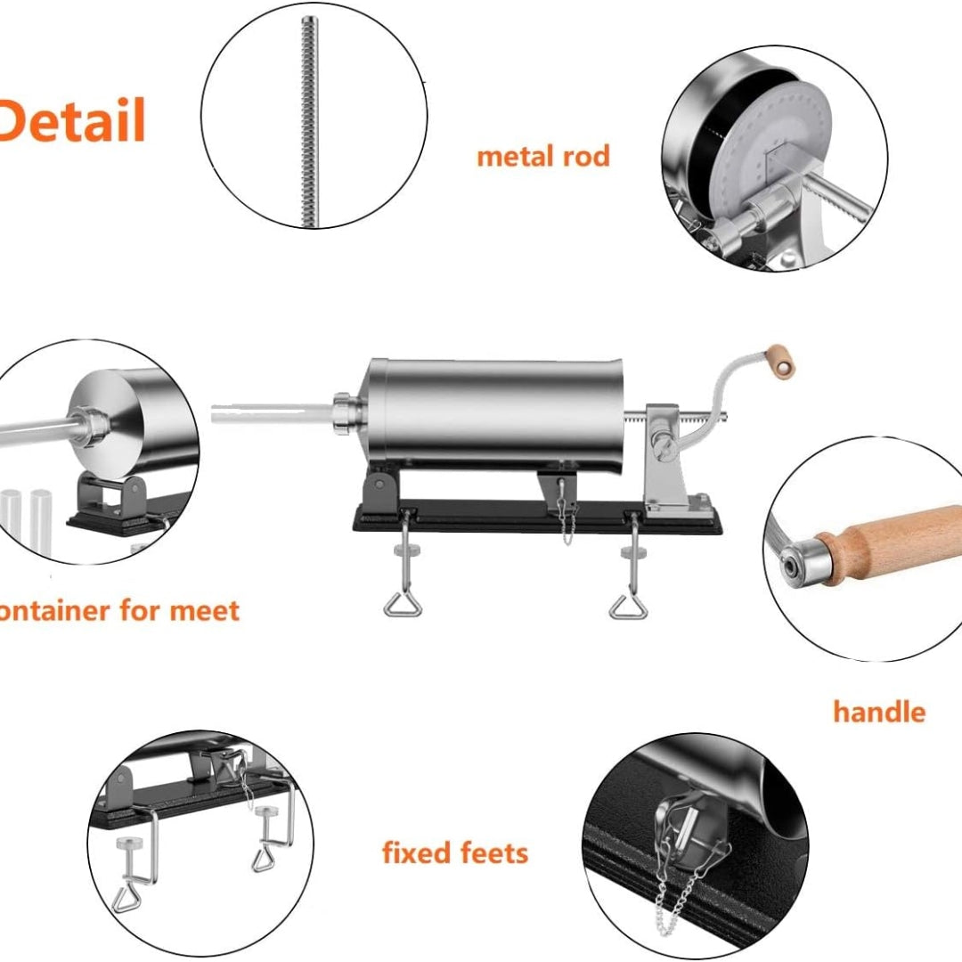 Embutidora para Chorizos o Salchichas de Acero Inoxidable Manual de 3kg & 4kg